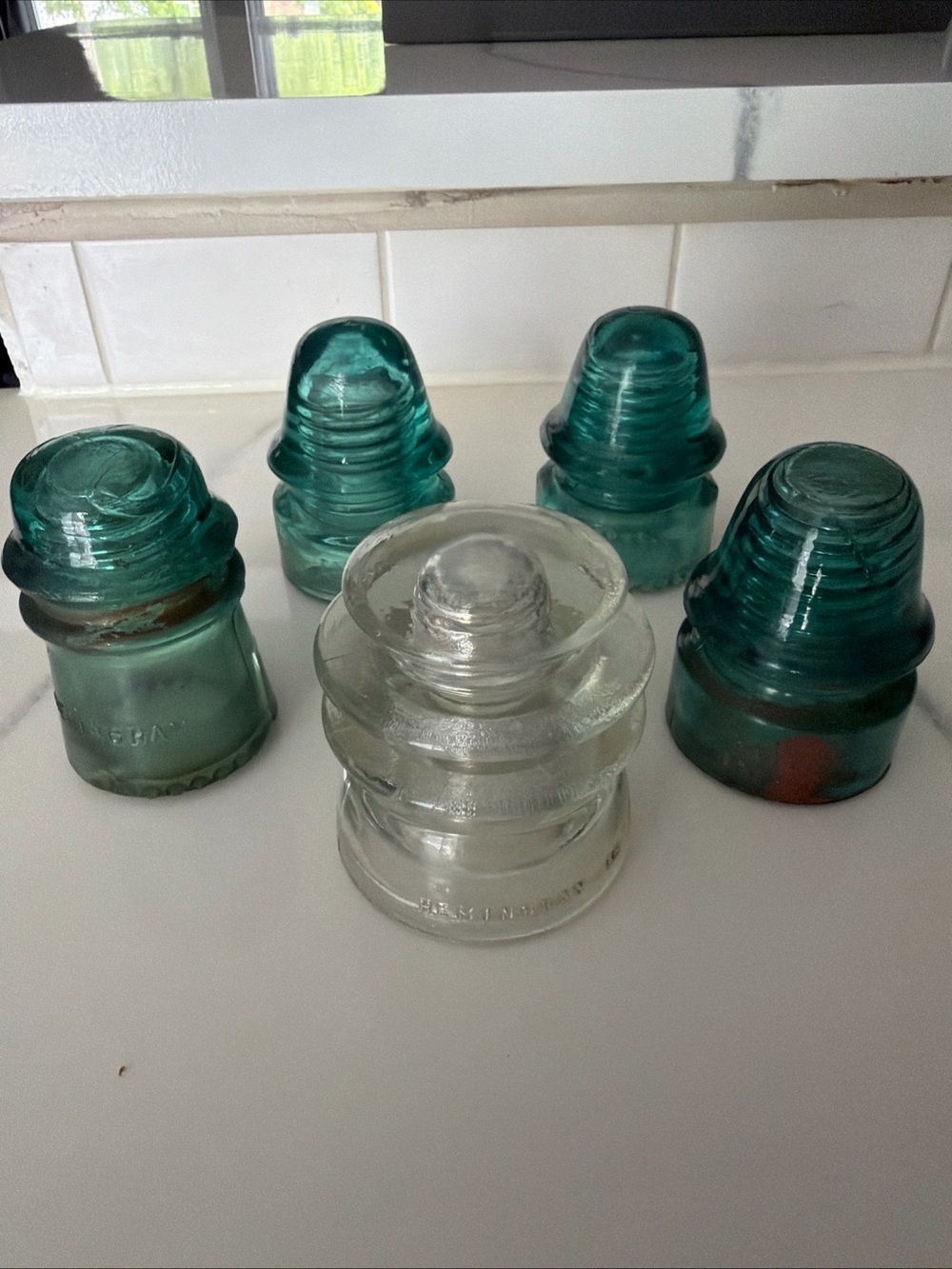 Vintage Glass Insulator Collection - Aqua & Clear